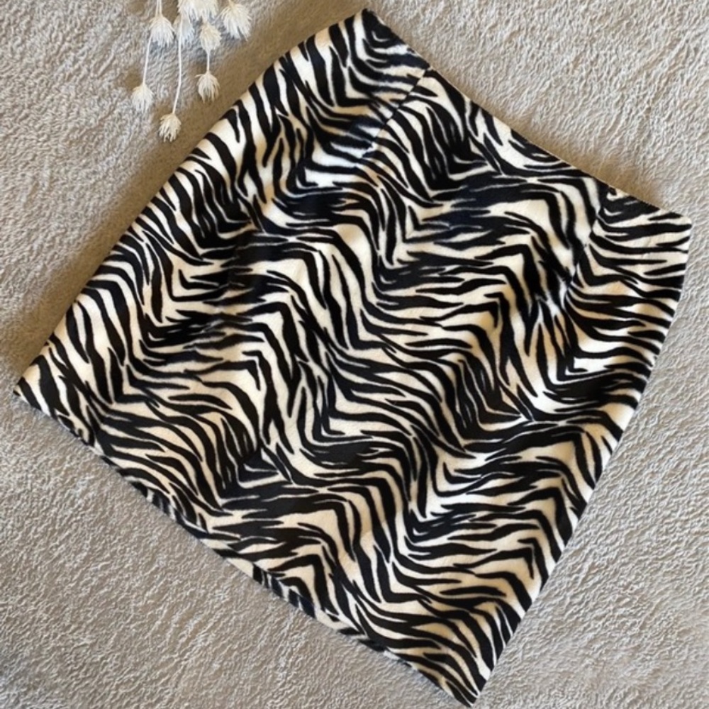 Vintage 1990s Zebra Print Faux Fur Mini Skirt